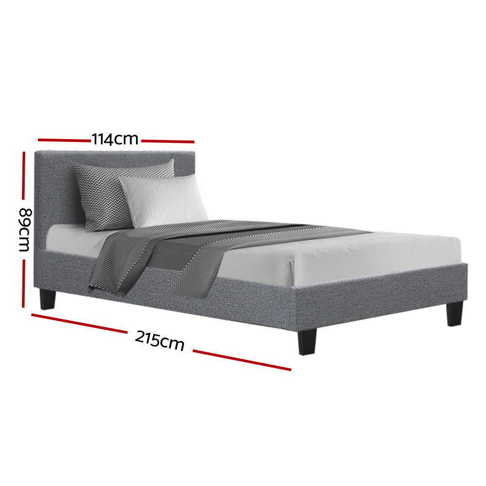 Artiss Neo Bed Frame Fabric - Grey King Single