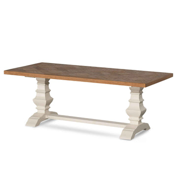 Mila 1.2m Coffee Table - White with Natural Top