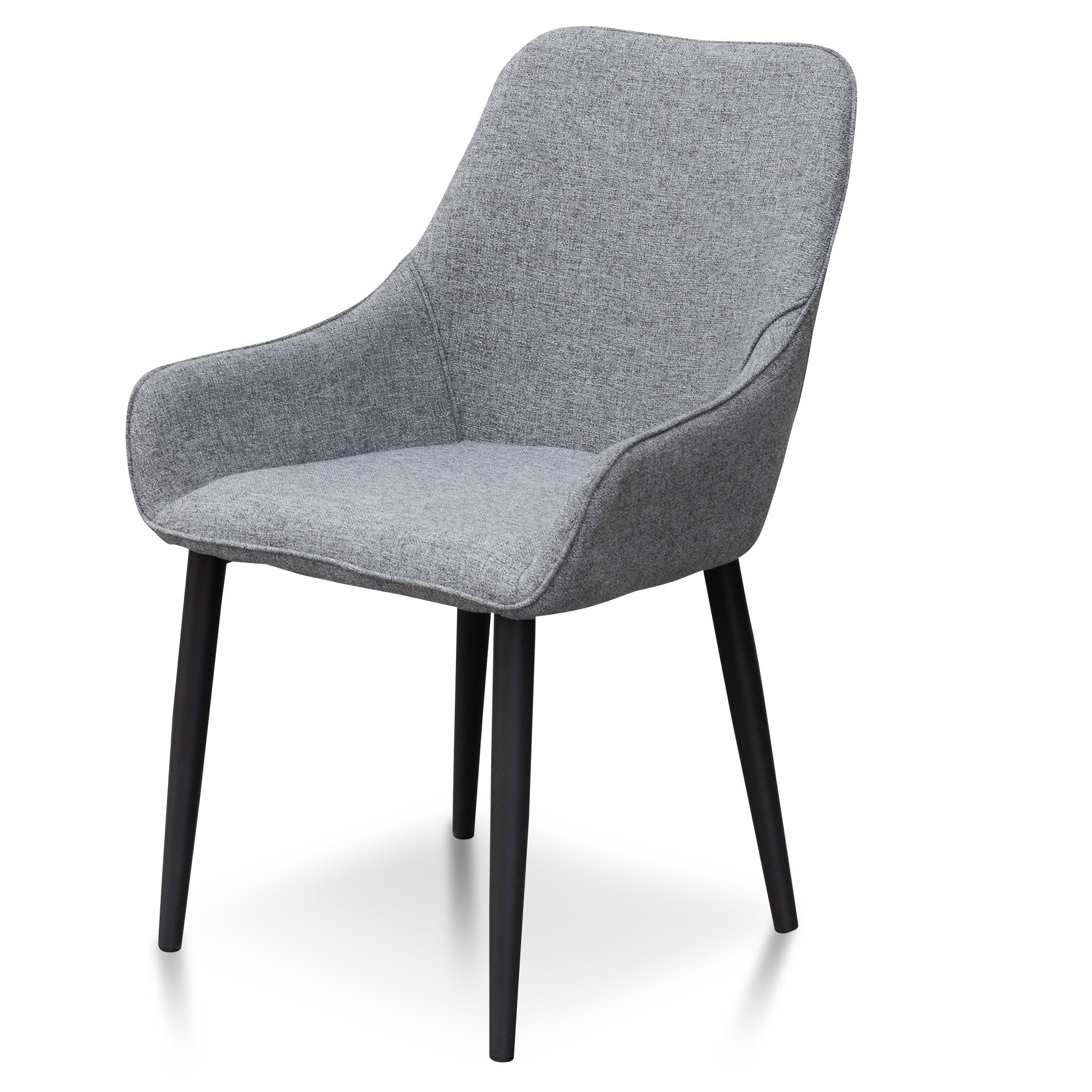 Evelyn Dining Chair - Pebble Grey Fabric with Black Legs