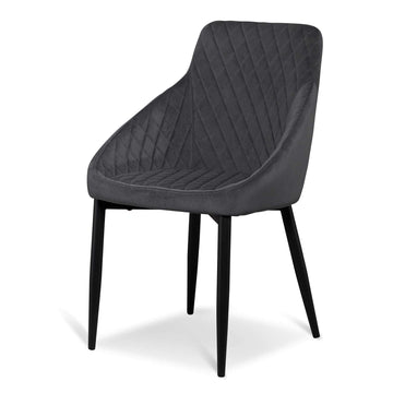 Violet Dining Chair - Grey Velvet in Black Legs