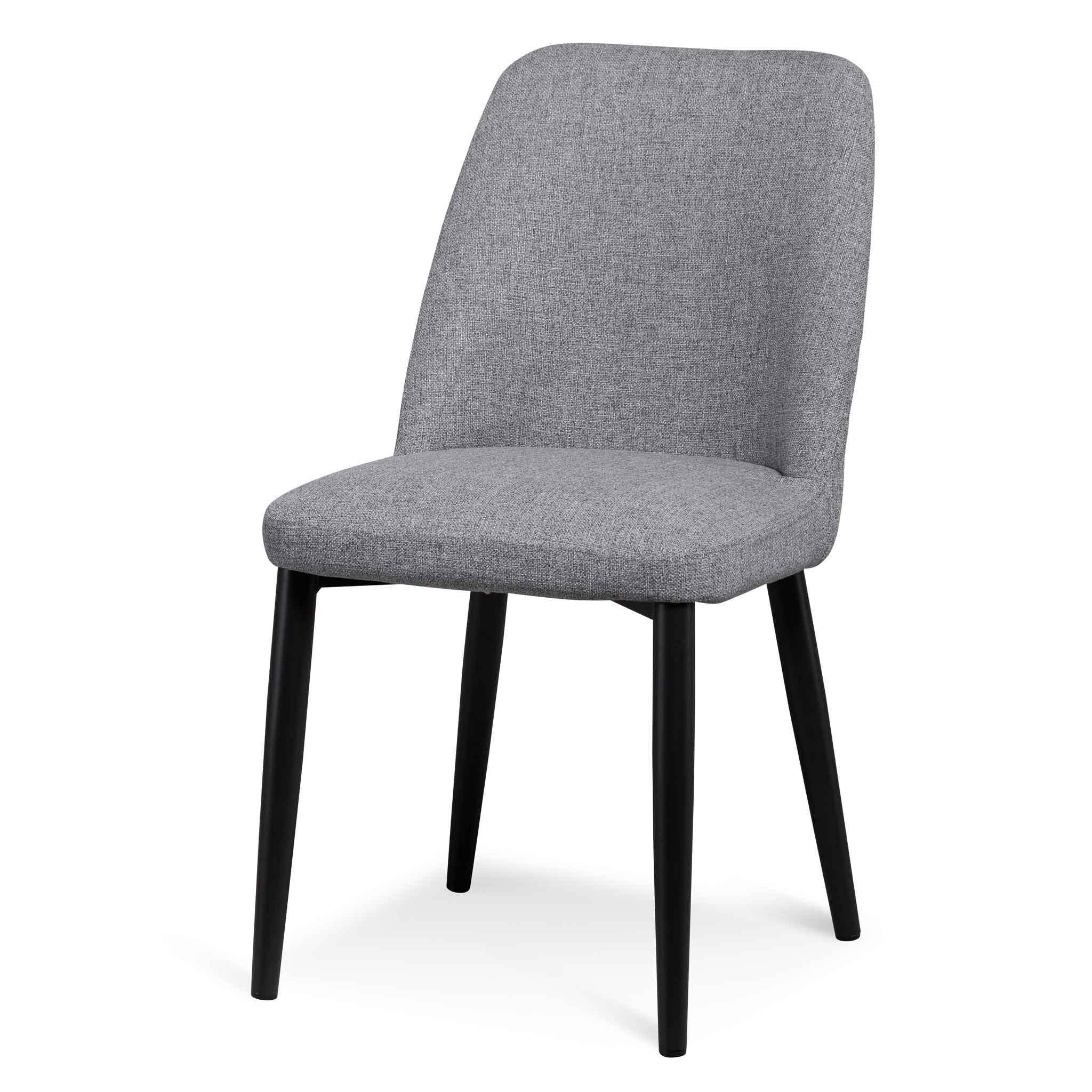 Harper Fabric Dining Chair - Pebble Grey in Black Legs