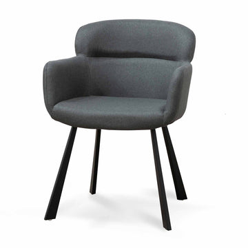 Madison Fabric Dining Chair - Gunmetal Grey with Black Legs