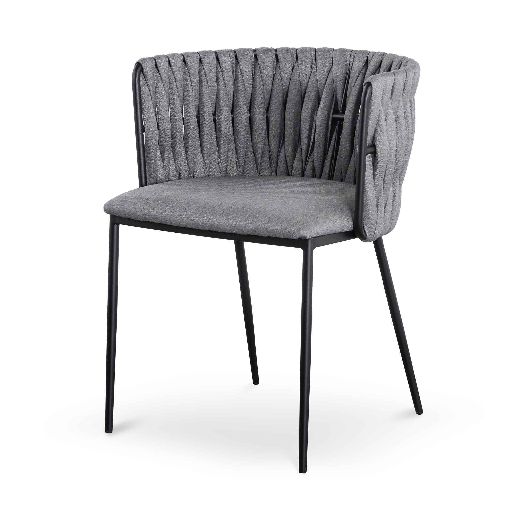 Piper Fabric Dining Chair - Coin Grey with Black Legs