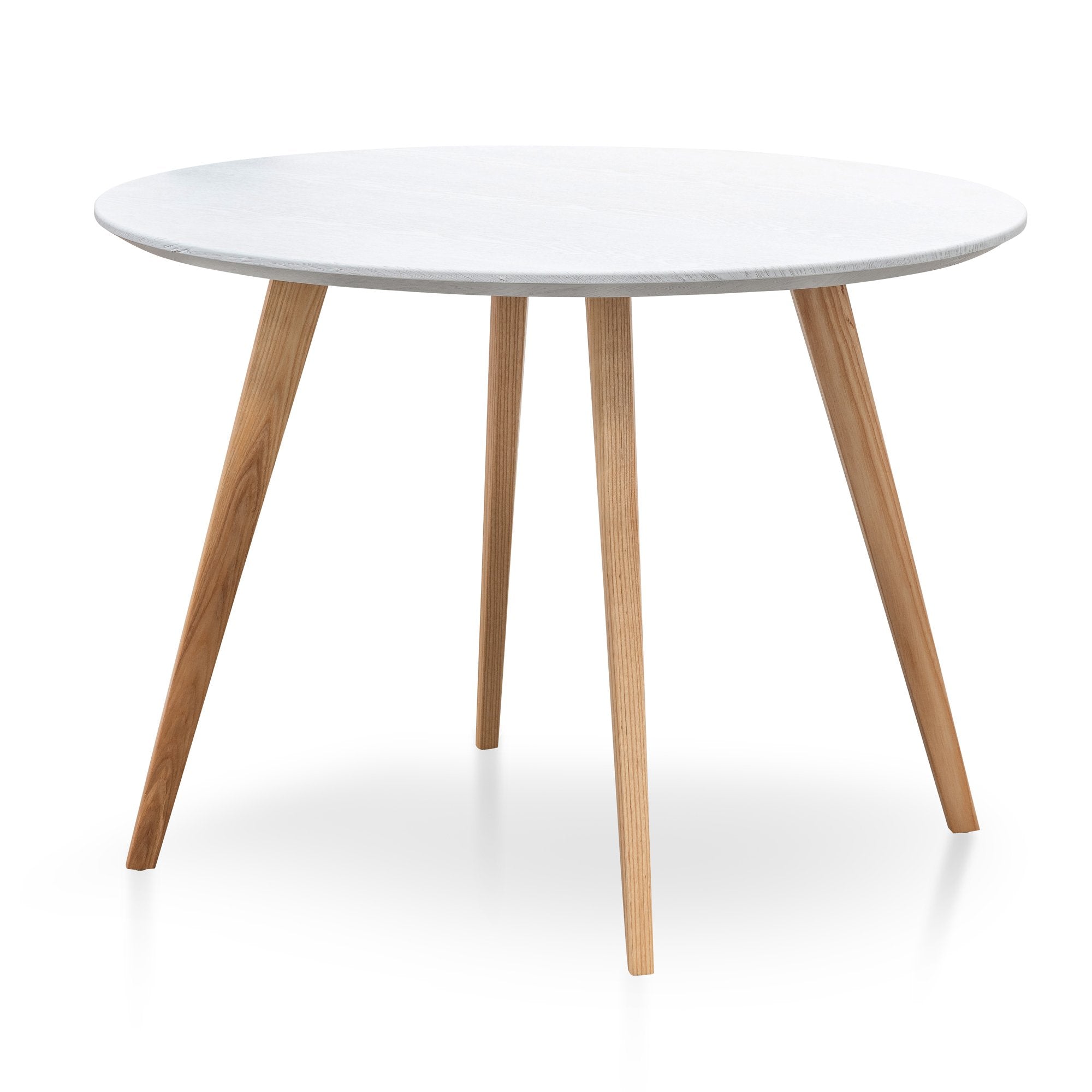 Gianna 100cm Round Dining Table - Washed White Top - NaturalLegs