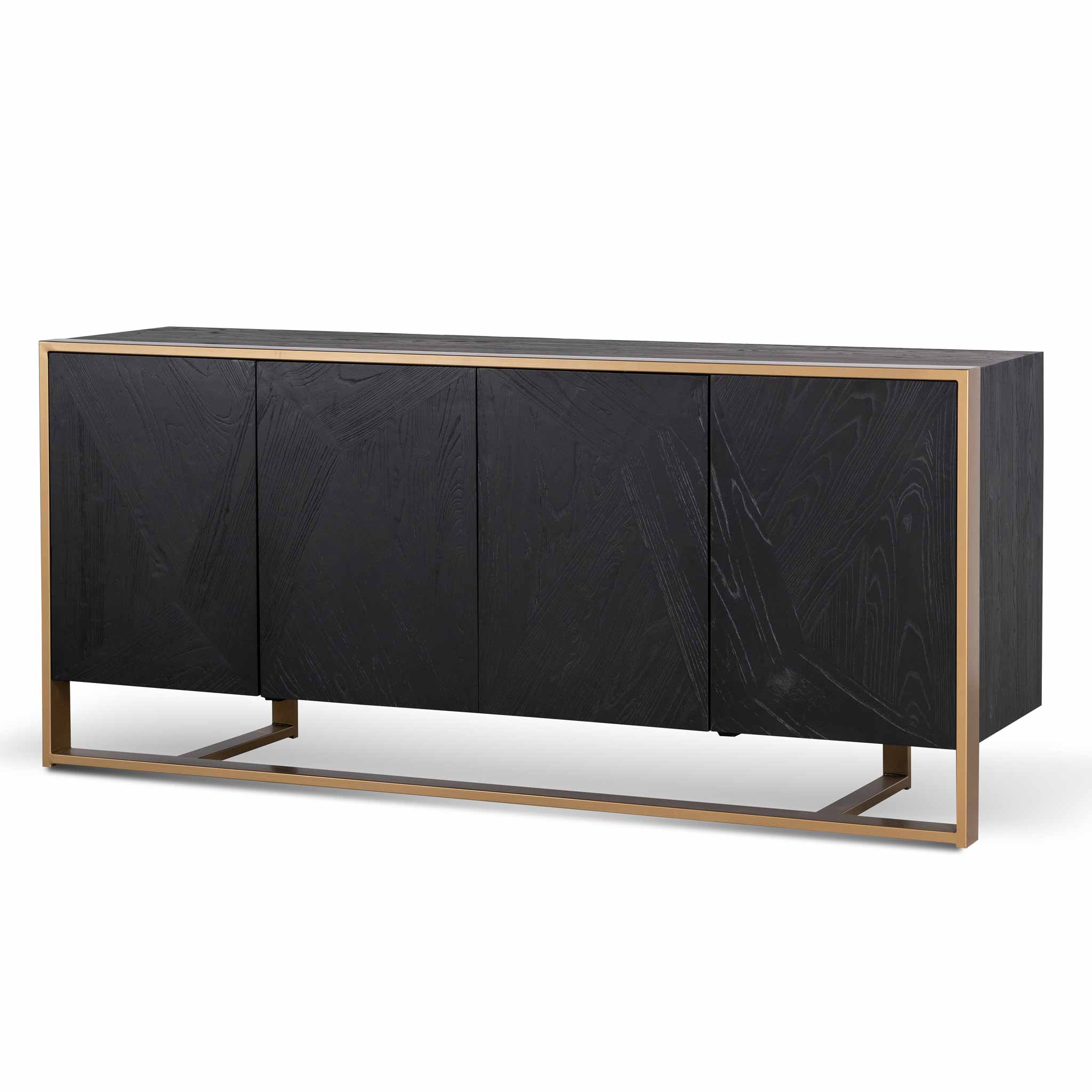 Sophie 186cm Wooden Sideboard - Black with Golden Frame