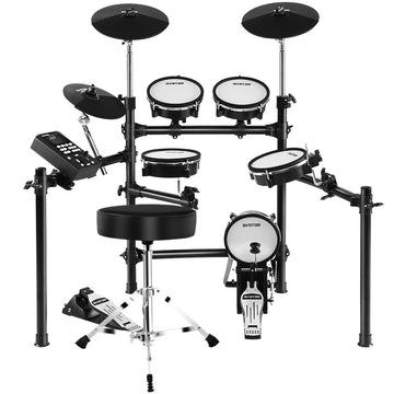 8 Piece Electric Electronic Drum Kit Mesh Drums Set Pad and Stool For Kids Adults