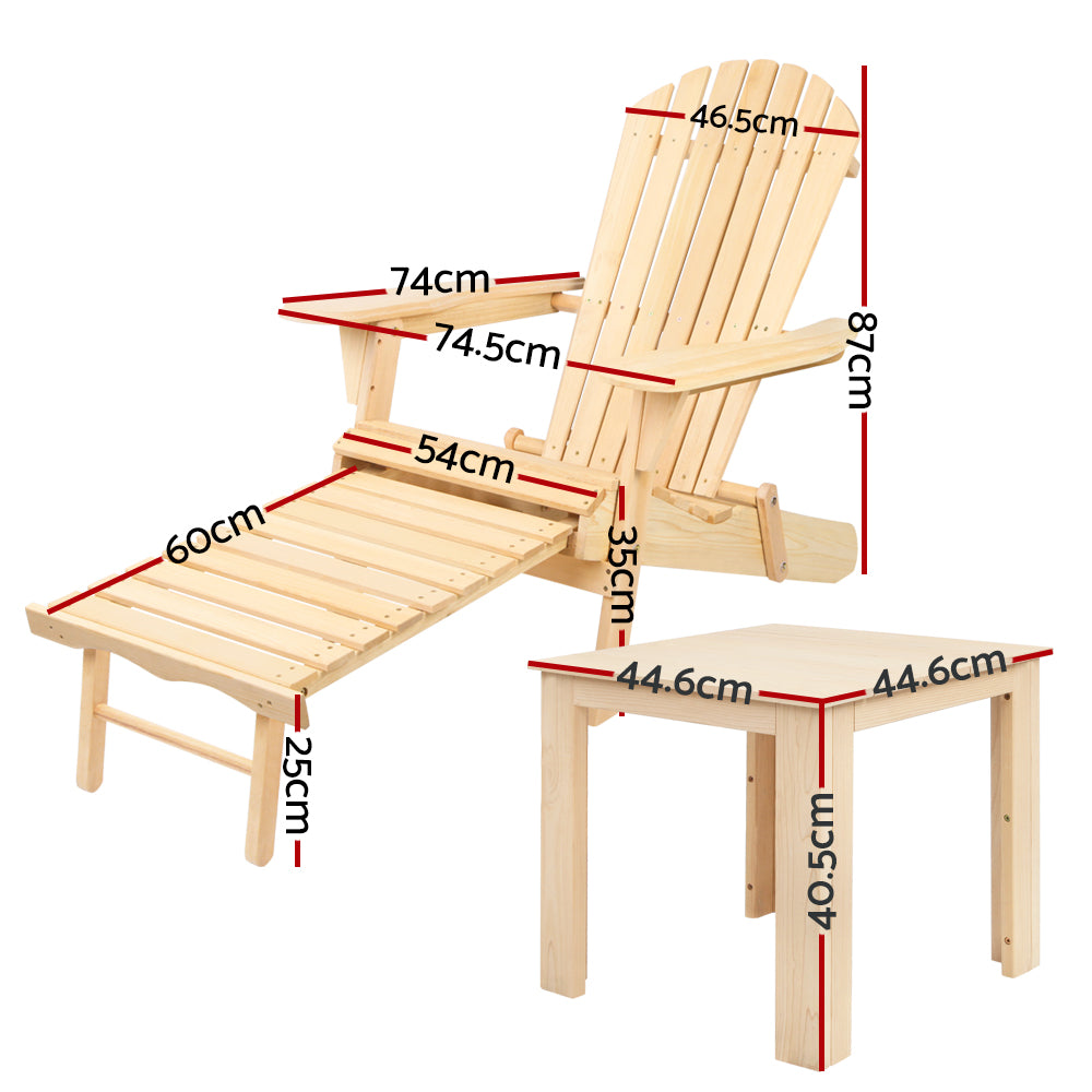 Gardeon 3 Piece Outdoor Beach Chair and Table Set