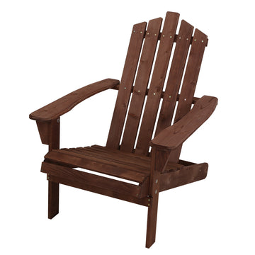 Gardeon Outdoor Sun Lounge Beach Chairs Table Setting Wooden Adirondack Patio Brown Chair