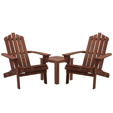 Gardeon Outdoor Sun Lounge Beach Chairs Table Setting Wooden Adirondack Patio Chair Brown