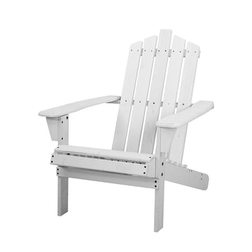Gardeon Outdoor Sun Lounge Beach Chairs Table Setting Wooden Adirondack Patio - White