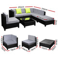 Gardeon 7PC Sofa Set Outdoor Furniture Lounge Setting Wicker Couches