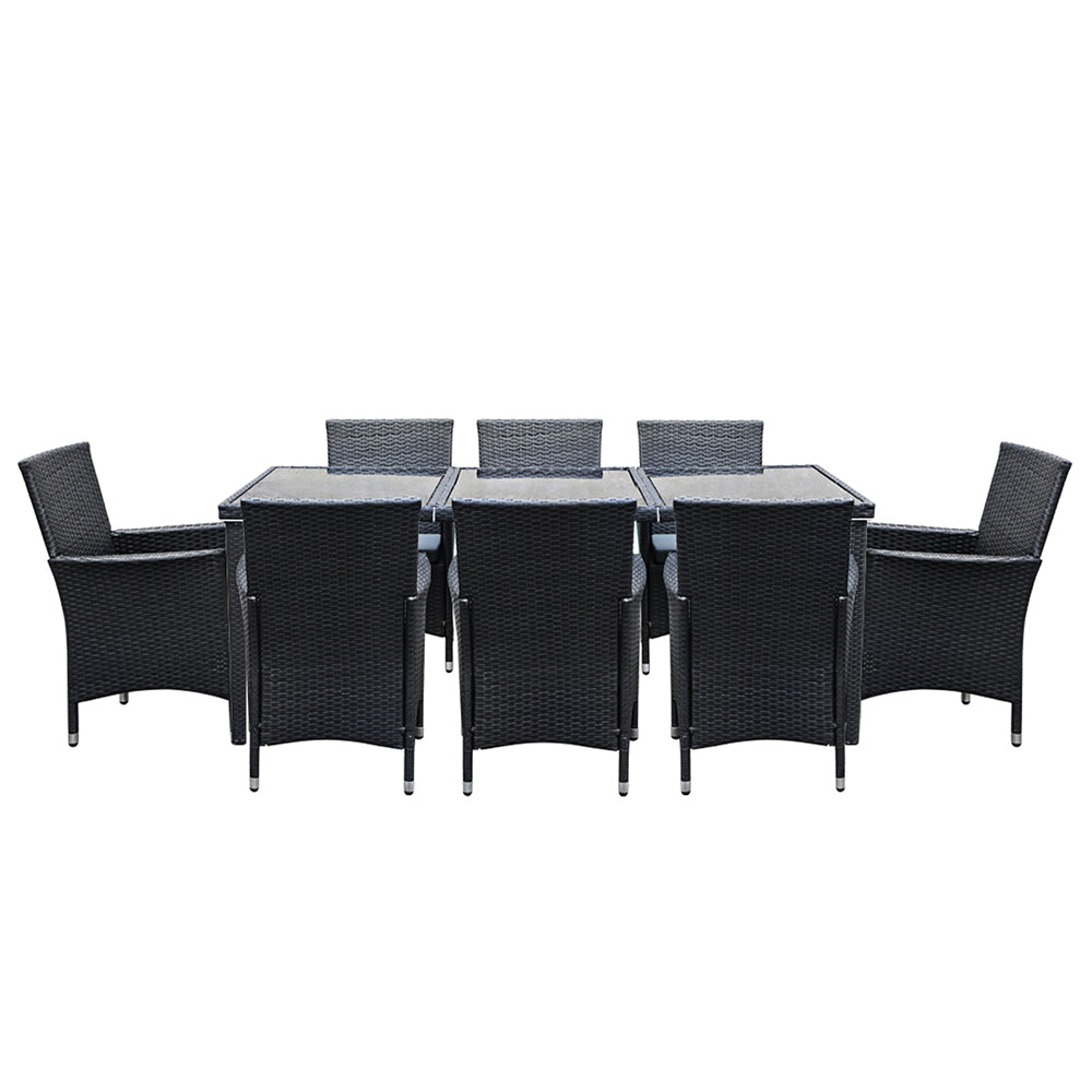 Gardeon 9 Piece Outdoor Dining Set - Black 