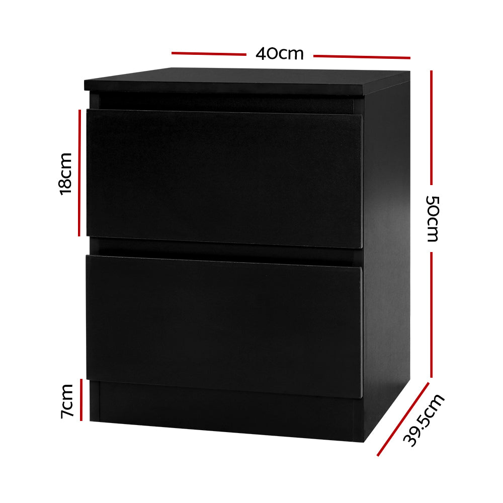 Artiss Bedside Tables Drawers Side Table Bedroom Furniture Nightstand Black Lamp