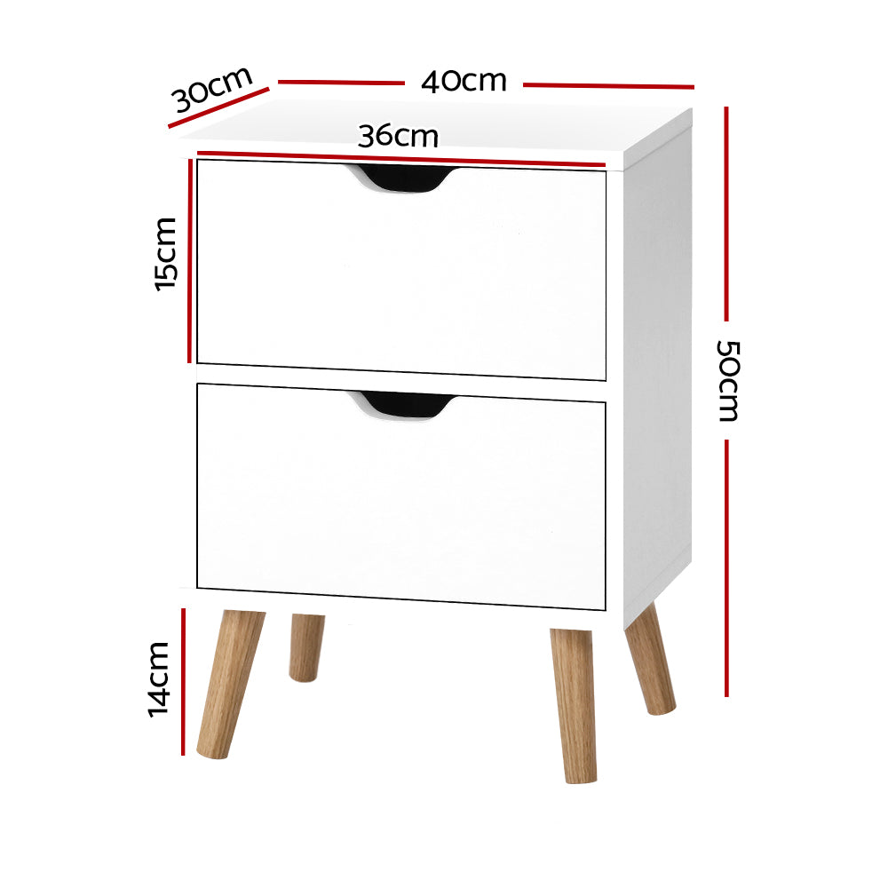 Artiss Bedside Tables Drawers Side Table Nightstand White Storage Cabinet Wood
