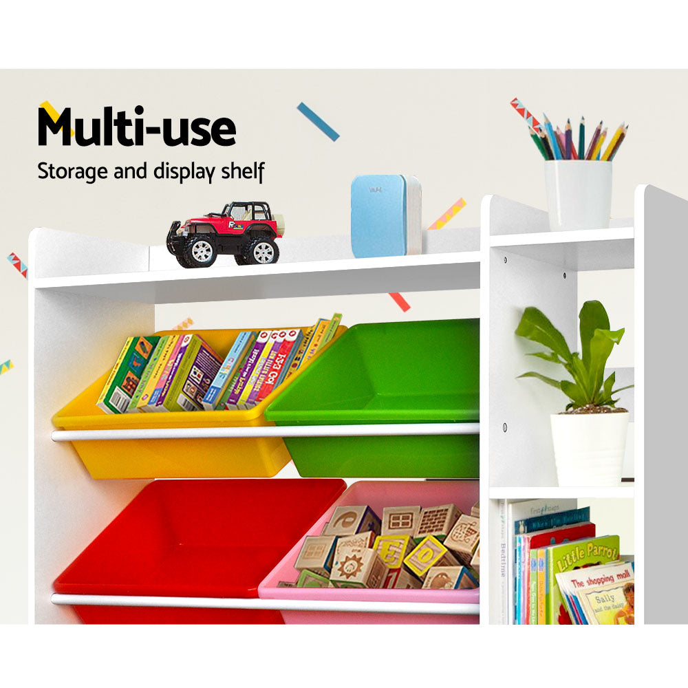 Keezi 8 Bins Kids Toy Box Storage Organiser Rack Bookshelf Drawer Cabi ...