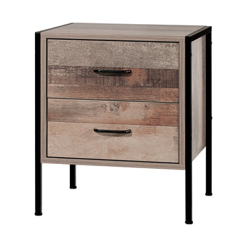 Artiss Bedside Table Drawers Nightstand Metal Oak
