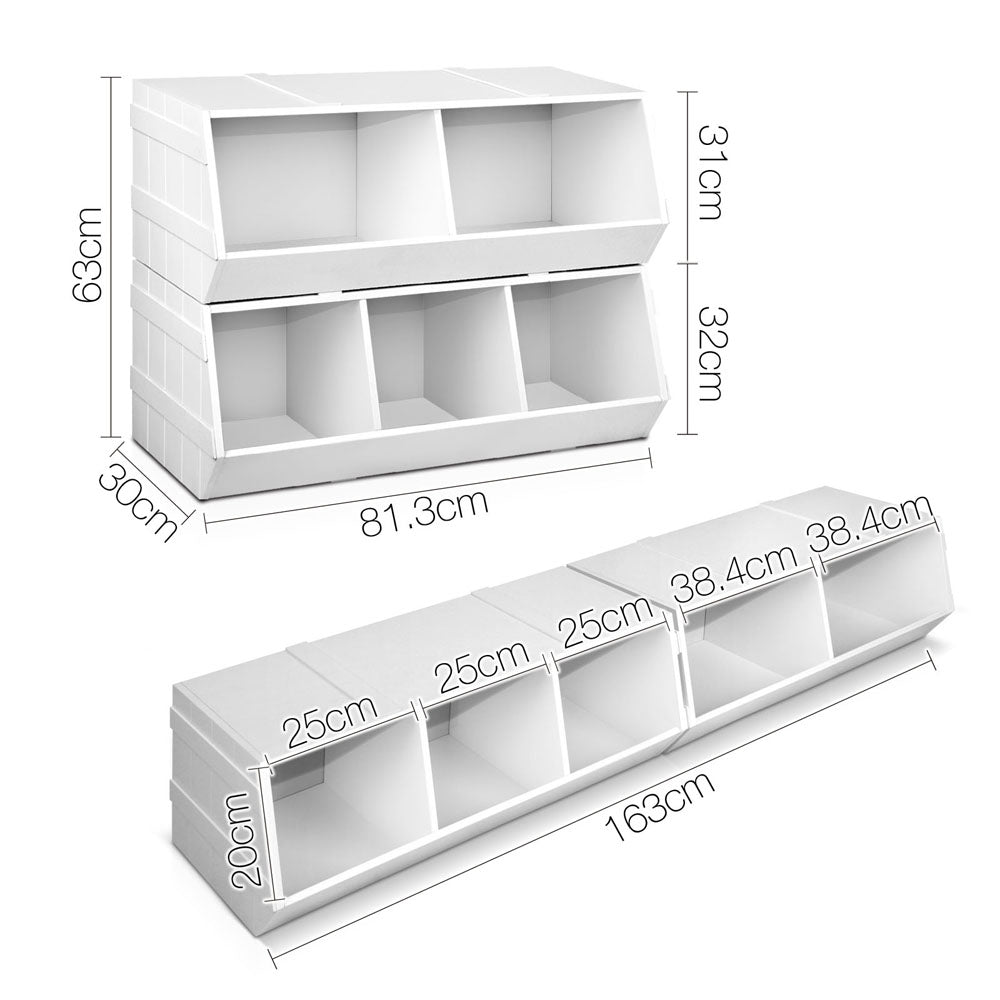 Keezi Kids Toy Box Stackable Bookshelf Storage Organiser Bookcase Shelf