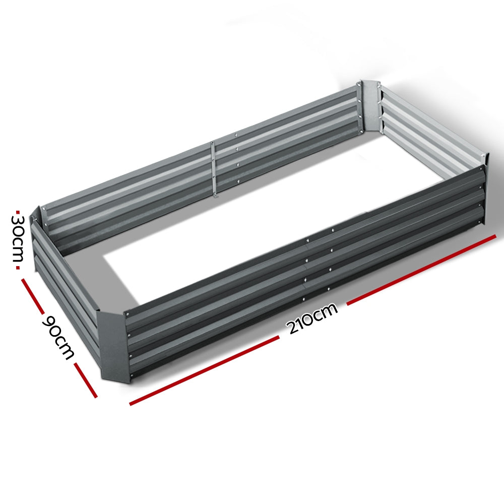 Greenfingers Galvanised Steel Raised Garden Bed Instant Planter 210 x 90 Aluminium