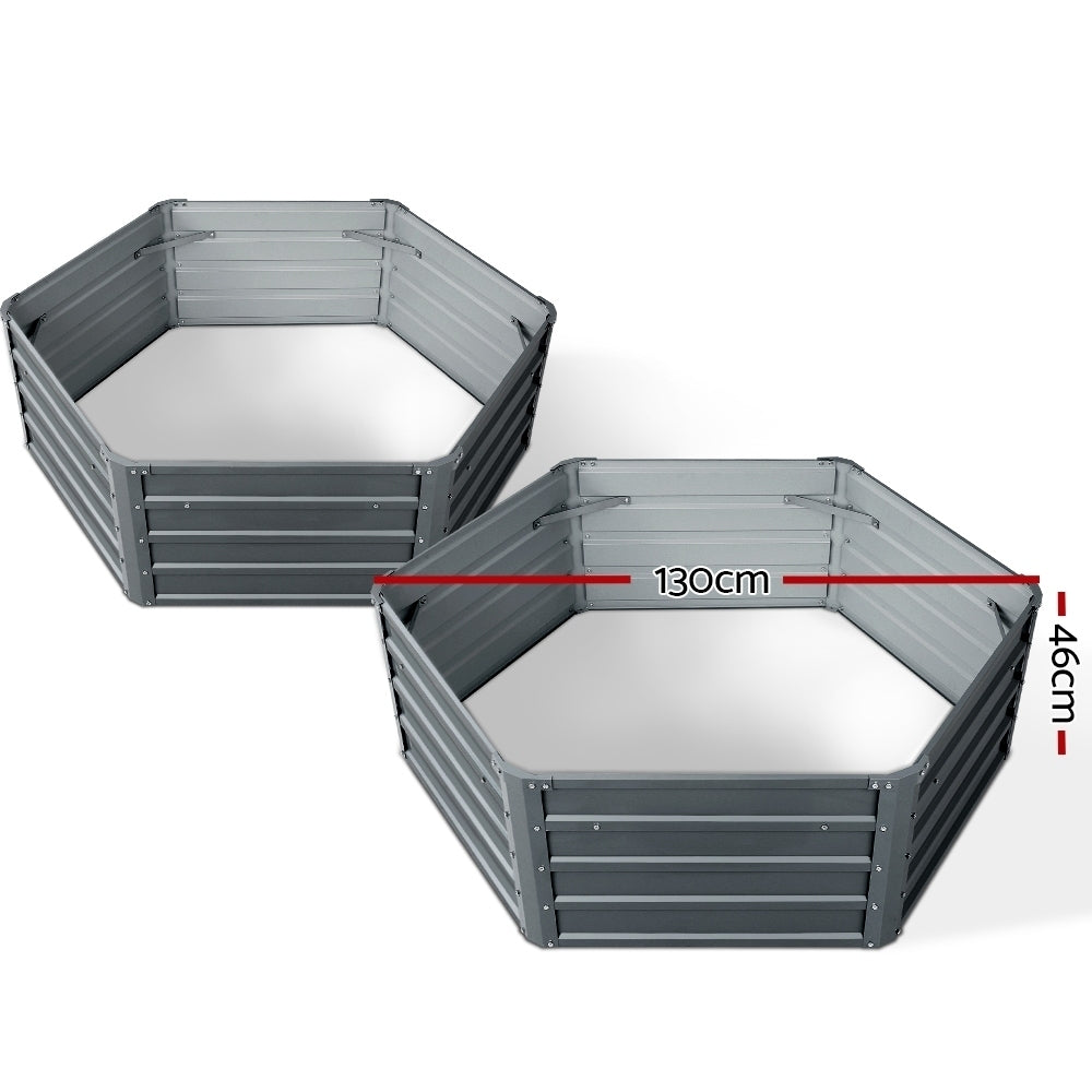 Greenfingers Garden Bed 2PCS 130X130X46CM Galvanised Steel Raised Planter