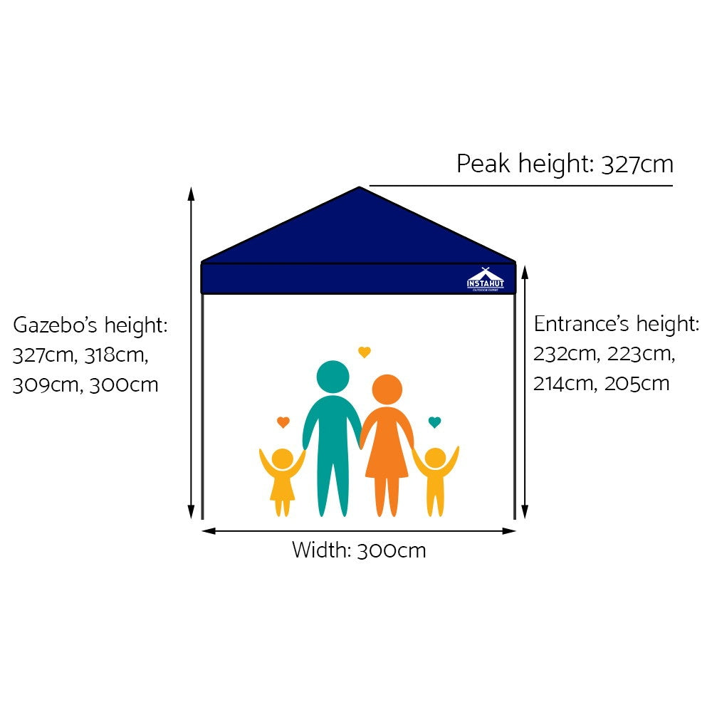 Instahut Gazebo Pop Up Marquee 3x3m Outdoor Tent Folding Wedding Gazebos Navy