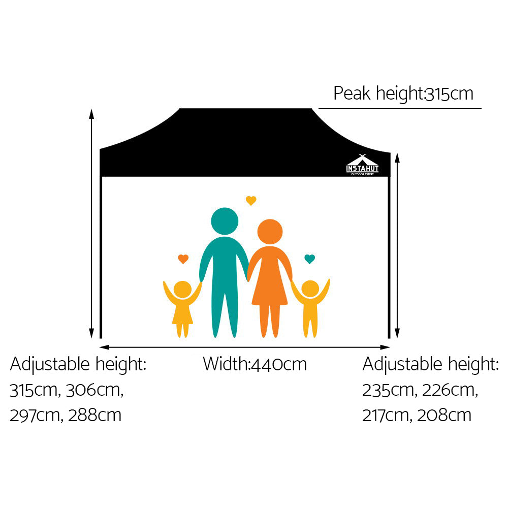 Instahut Gazebo Pop Up Marquee 3x4.5m Outdoor Tent Folding Wedding Gazebos Black