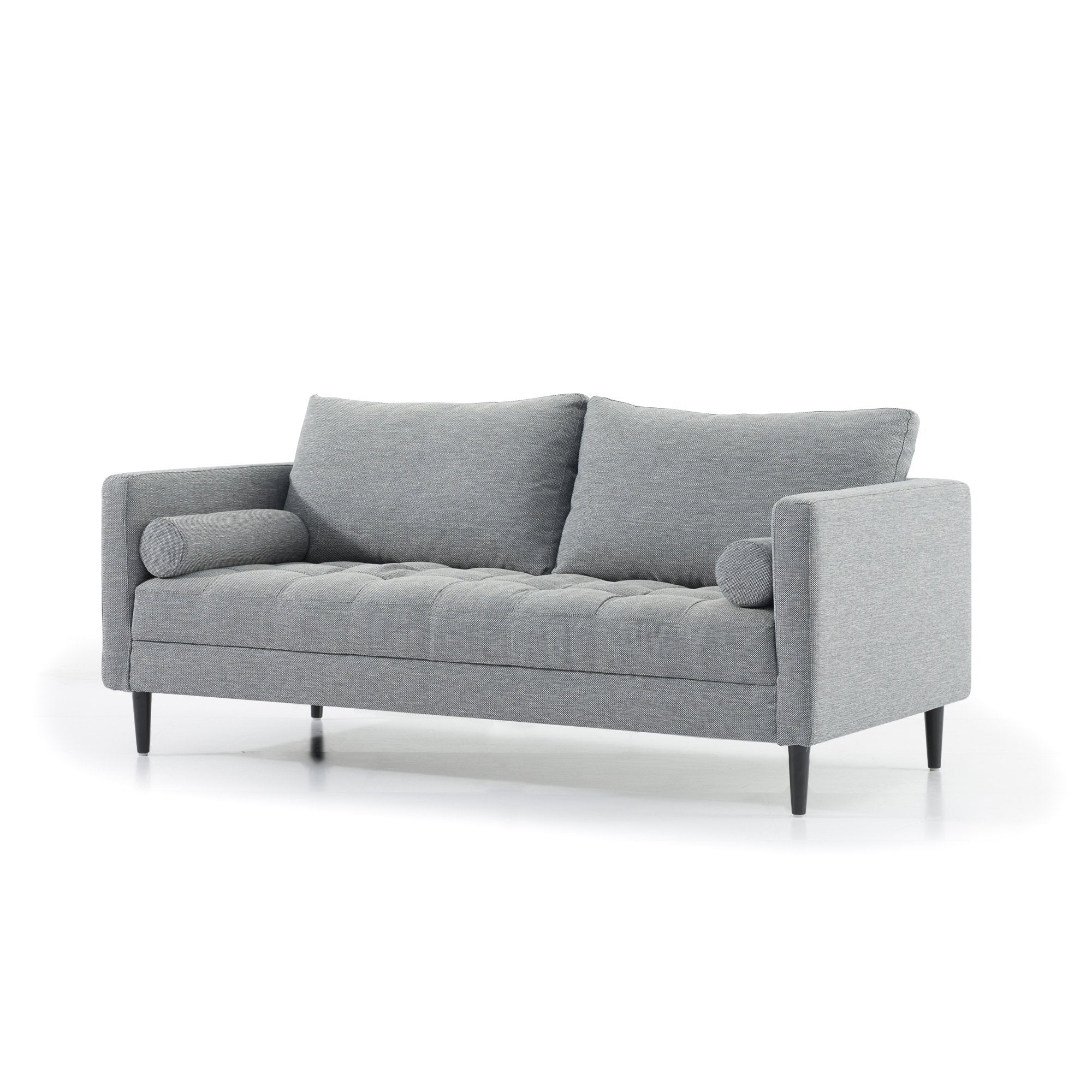 Ava 3 Seater Fabric Sofa - Navy Grey with Black Legs