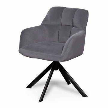 Piper Visitor Chair - Dark Grey Velvet with Black Legs
