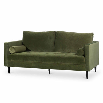 Victoria 3 Seater Sofa - Olive Velvet with Black Legs