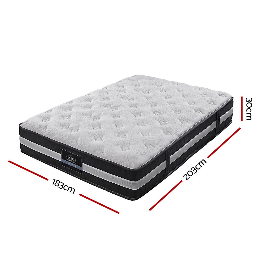 Giselle Bedding Lotus Tight Top Pocket Spring Mattress 30cm Thick – King
