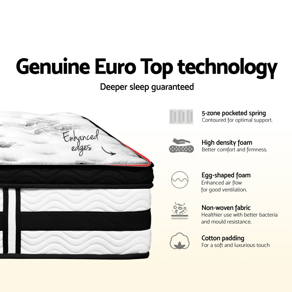 Algarve Euro Top Pocket Spring Mattress 34cm Thick – Queen