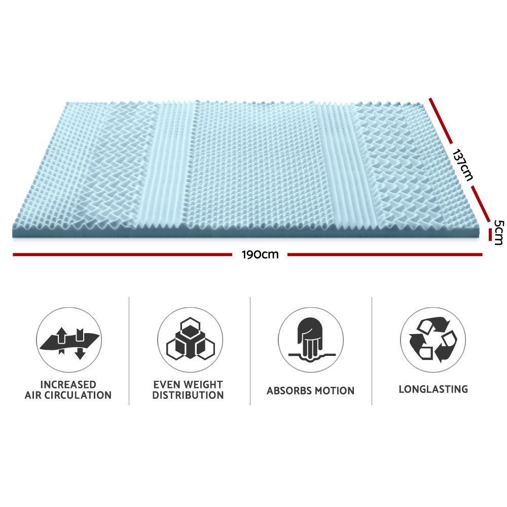 Giselle Bedding Cool Gel 7-zone Memory Foam Mattress Topper w/Bamboo Cover 5cm Double