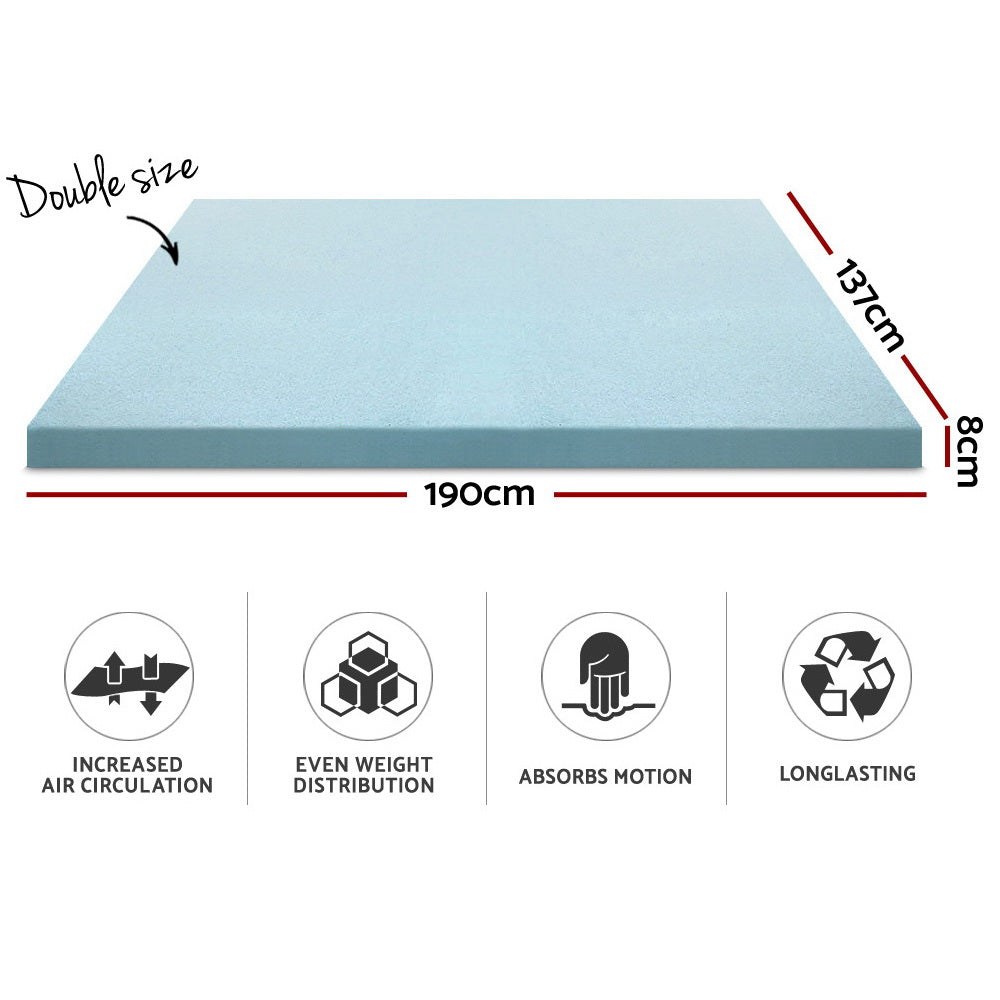 Cool Gel Memory Foam Mattress Topper Bamboo Cover 8cm Double