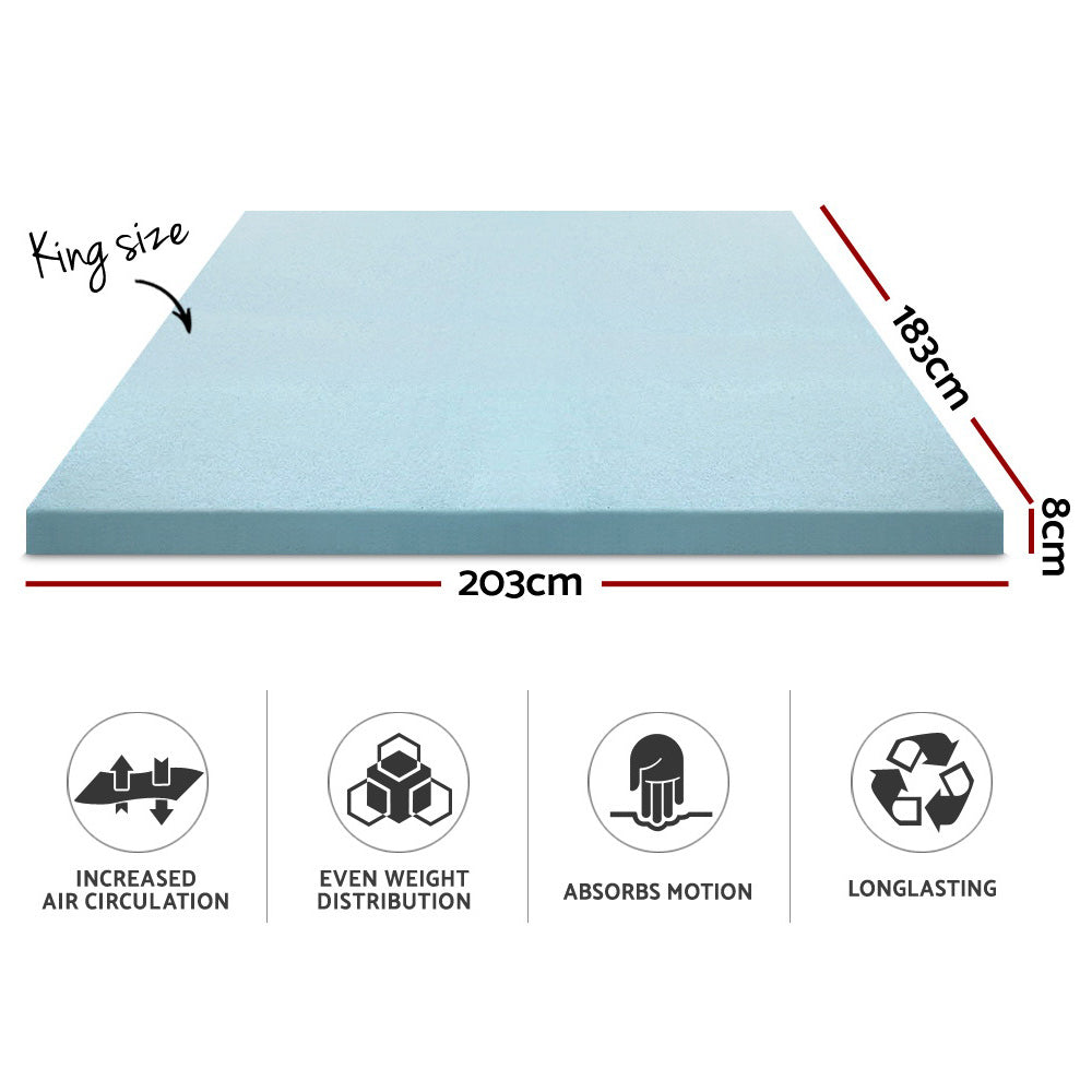 Cool Gel Memory Foam Mattress Topper Bamboo Cover 8cm King