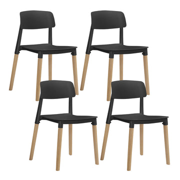 Artiss Set of 4 Belloch Replica Dining Chairs Kichen Cafe Stackle Beech Wood Legs Black