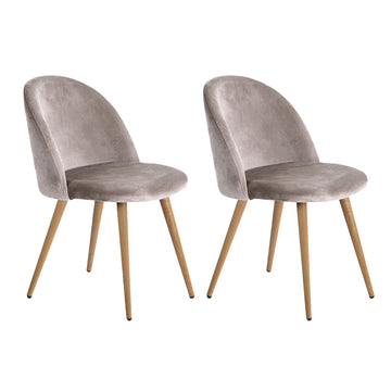 Artiss Set of Two Velvet Modern Dining Chair - Light Grey
