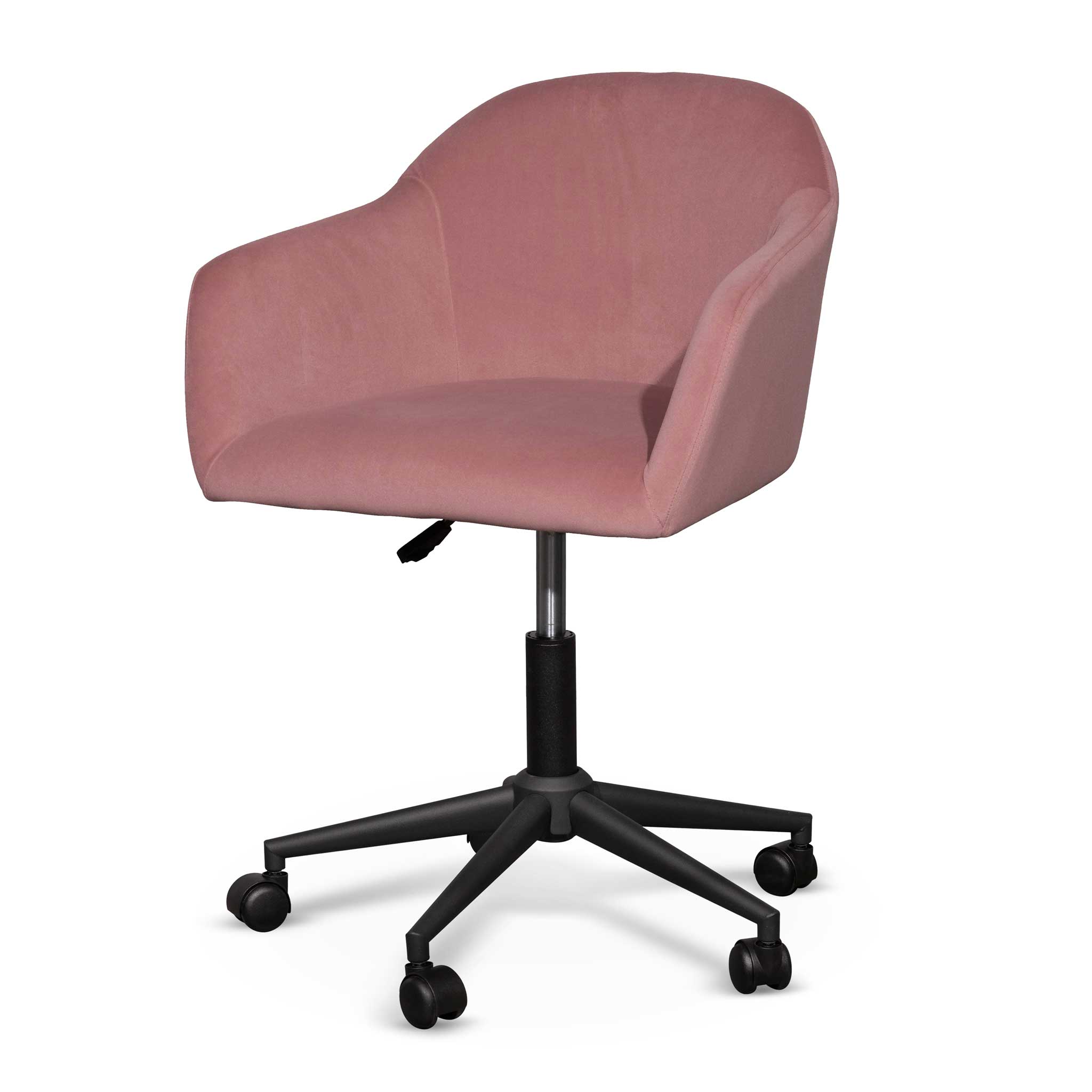 Victoria Blush Velvet Office Chair - Black Base