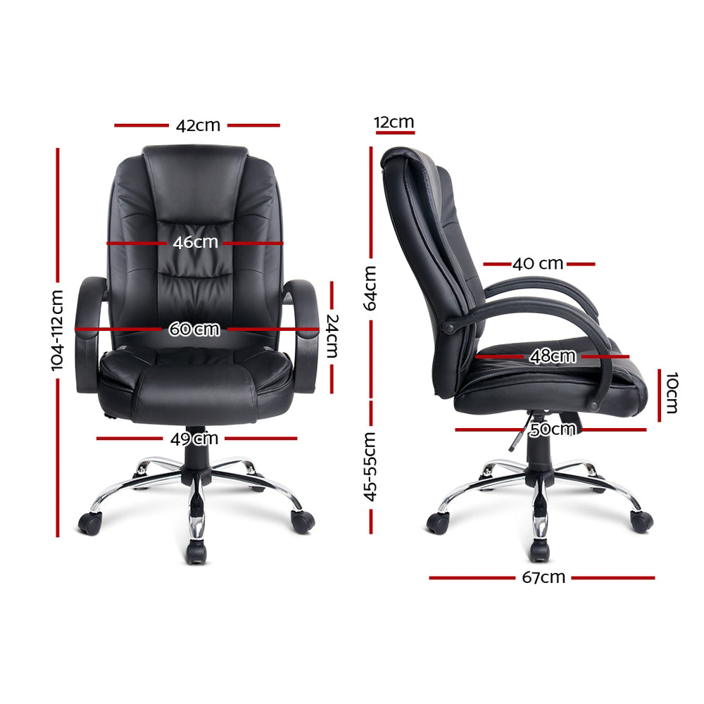 Artiss Office Chair Gaming Computer Chairs Executive PU Leather Seating Black