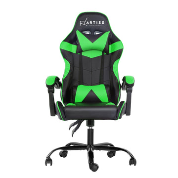Artiss Office Chair Gaming Chair Computer Chairs Recliner PU Leather Seat Armrest Black Green