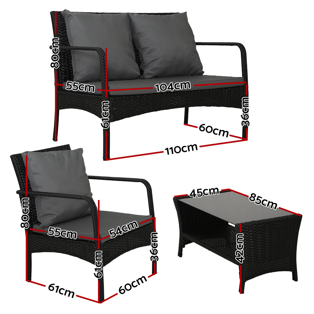 Outdoor Furniture Lounge Table Chairs Garden Patio Wicker Sofa Set