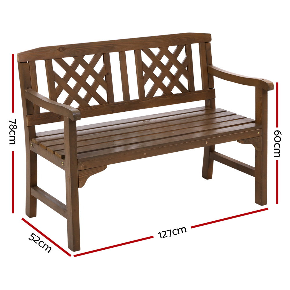 Gardeon Wooden Garden Bench 2 Seat Patio Furniture Timber Outdoor Lounge Chair Natural