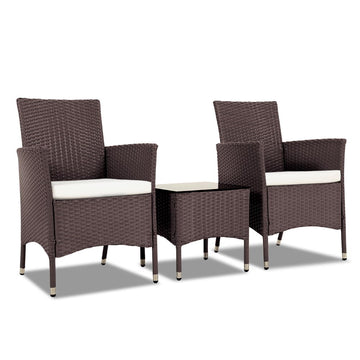 Gardeon 3 Piece Rattan Outdoor Furniture Set - Brown