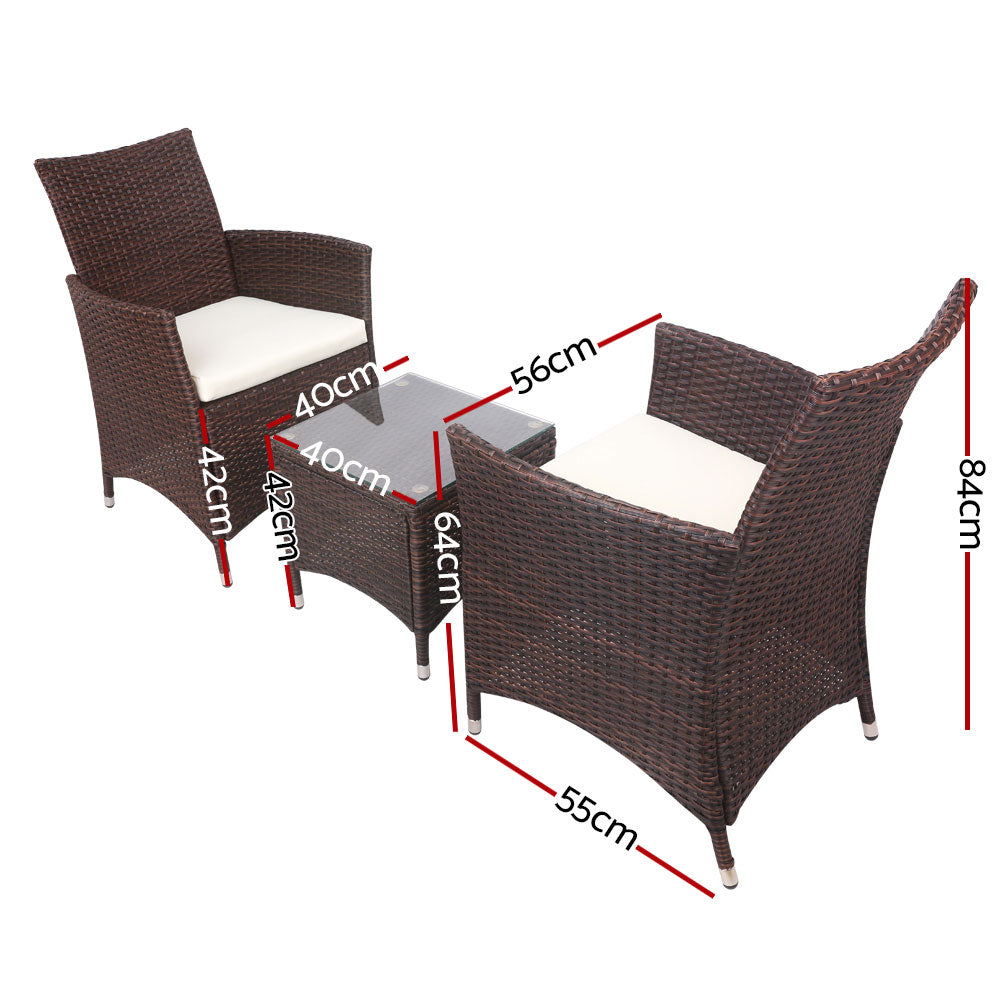 3 Piece Wicker Outdoor Furniture Set 