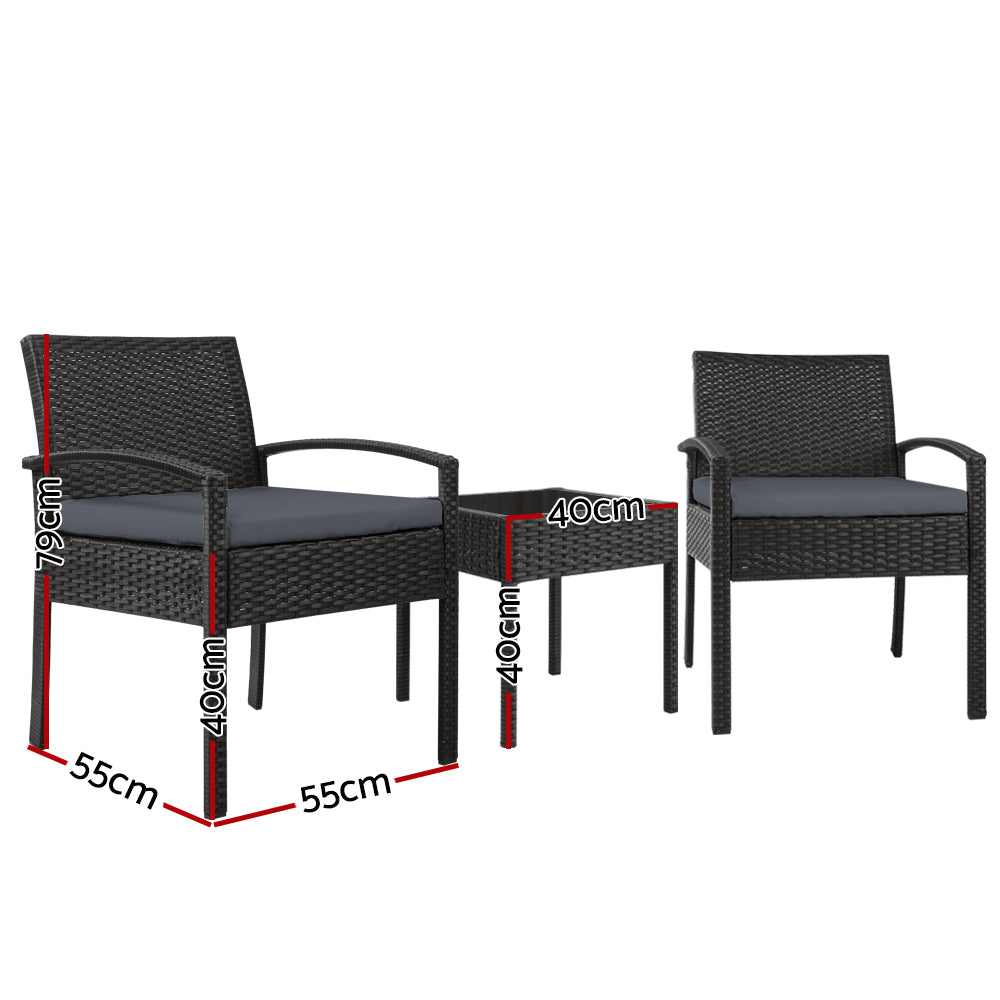 Gardeon 3-piece Outdoor Set - Black