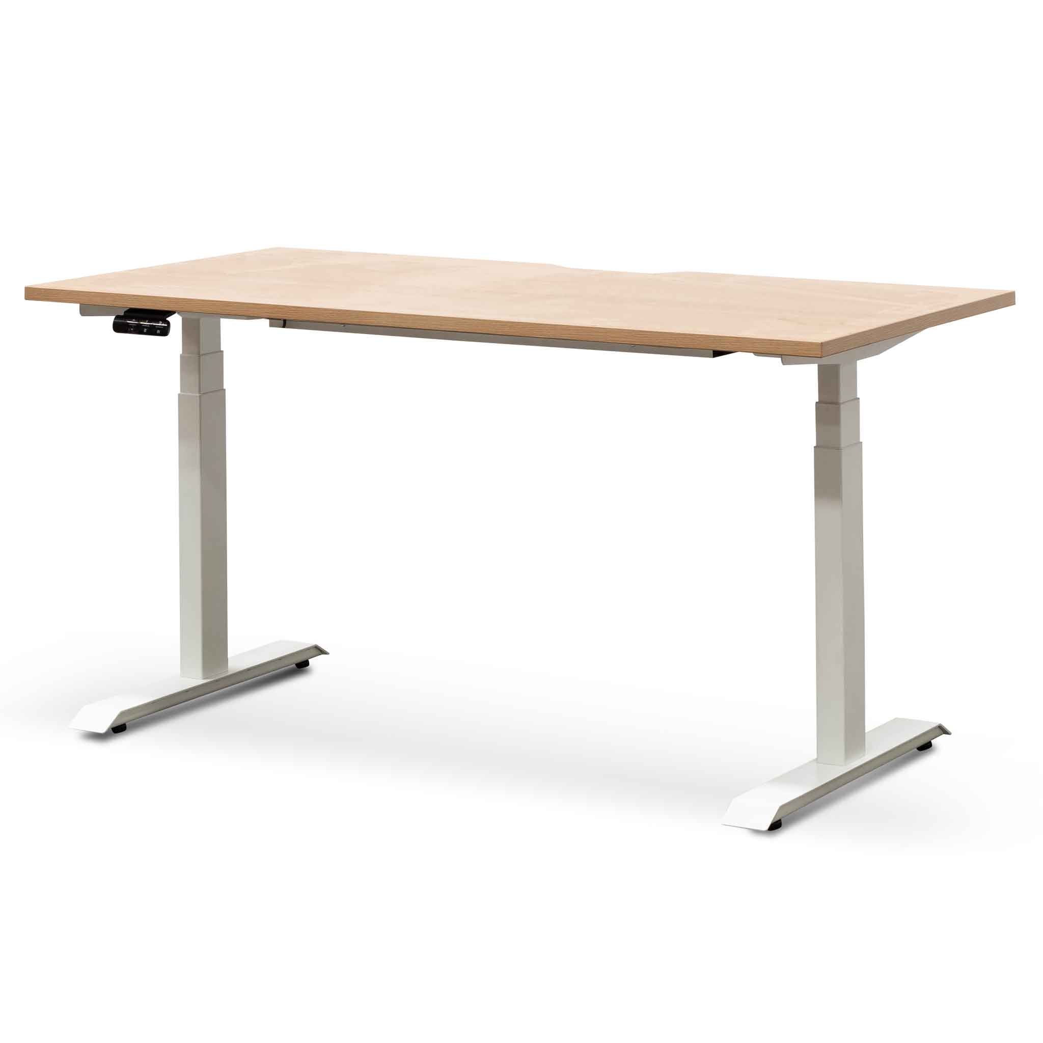Brielle Standing Office Desk - Natural with White Legs