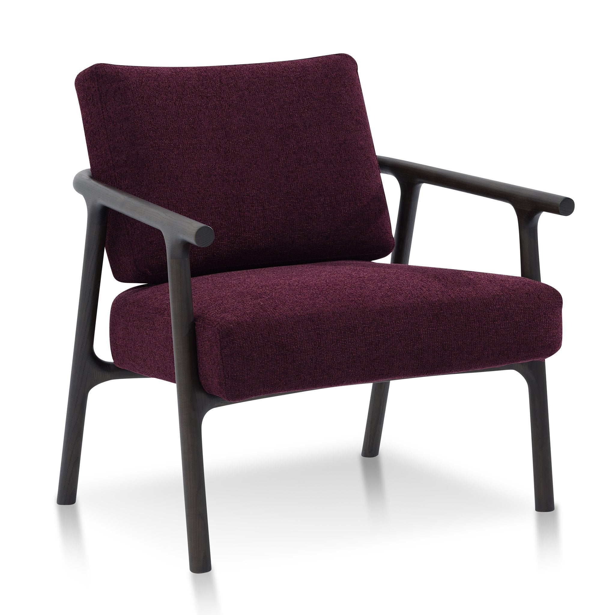 Delilah Fabric Armchair - Deep Burgundy with Black Legs