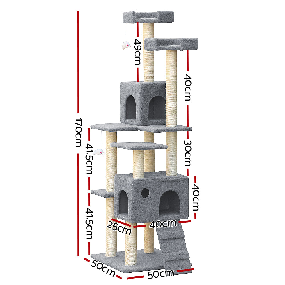 i.Pet Cat Scratching Tree 170CM Scratcher Post Pole Furniture Toy Multi Level