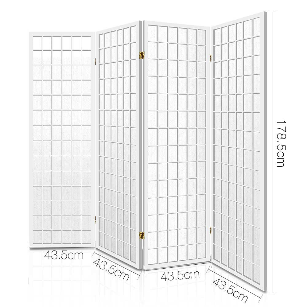 Artiss 4 Panel Wooden Room Divider - White