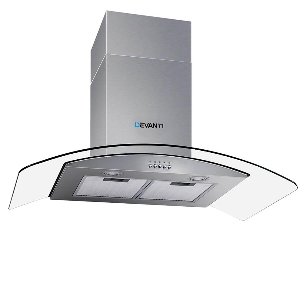 Devanti Range Hood 900mm Rangehood Kitchen Stainless Glass Canopy 90cm ...
