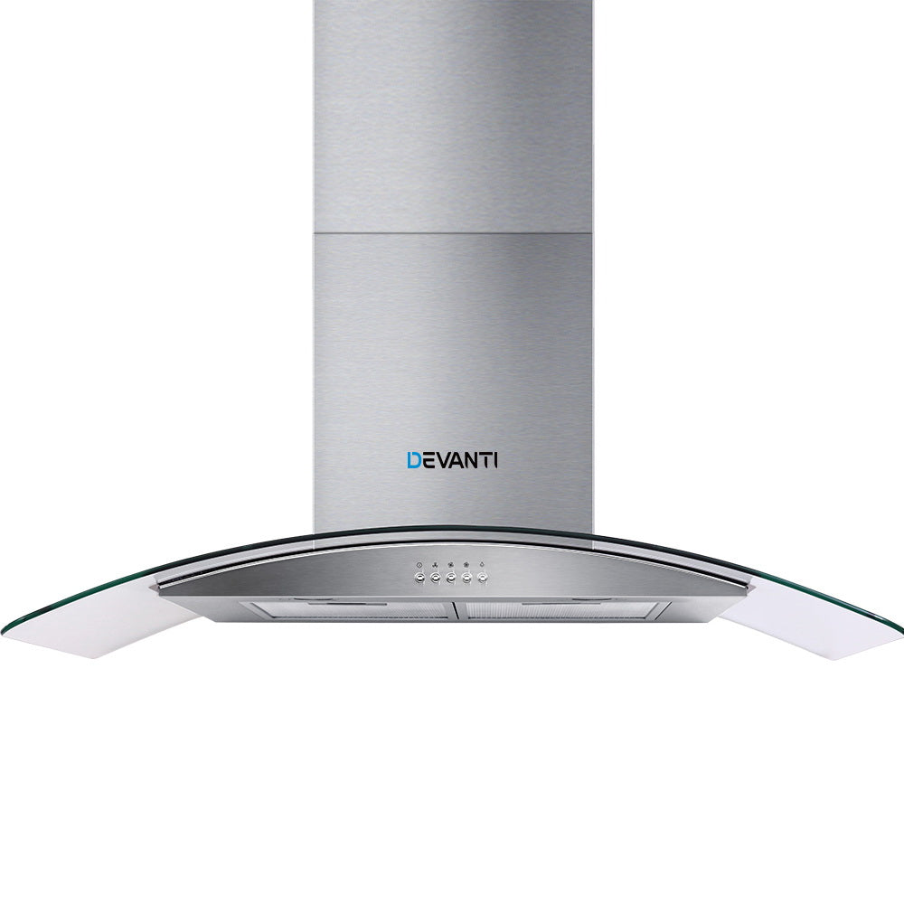 Devanti Range Hood 900mm Rangehood Kitchen Stainless Glass Canopy 90cm ...