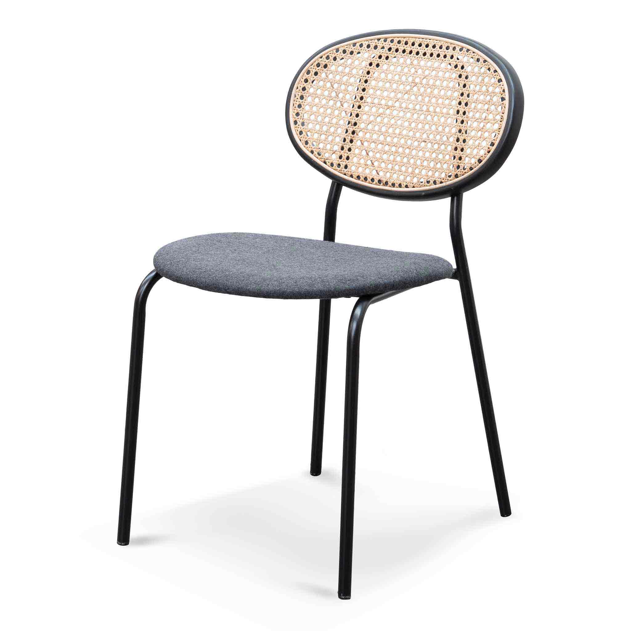 Natalia Grey Fabric Dining Chair - Black